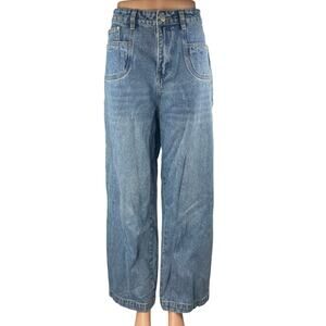 Kina and Tam Women's Blue High Waisted Wide Leg Baggy Denim Jeans Size 31